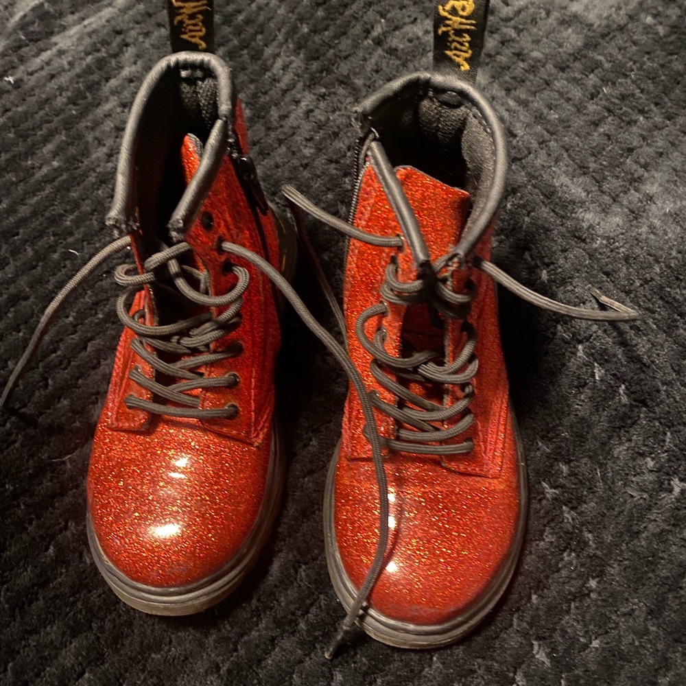 Dr. Martens Kids Red Glitter Boots